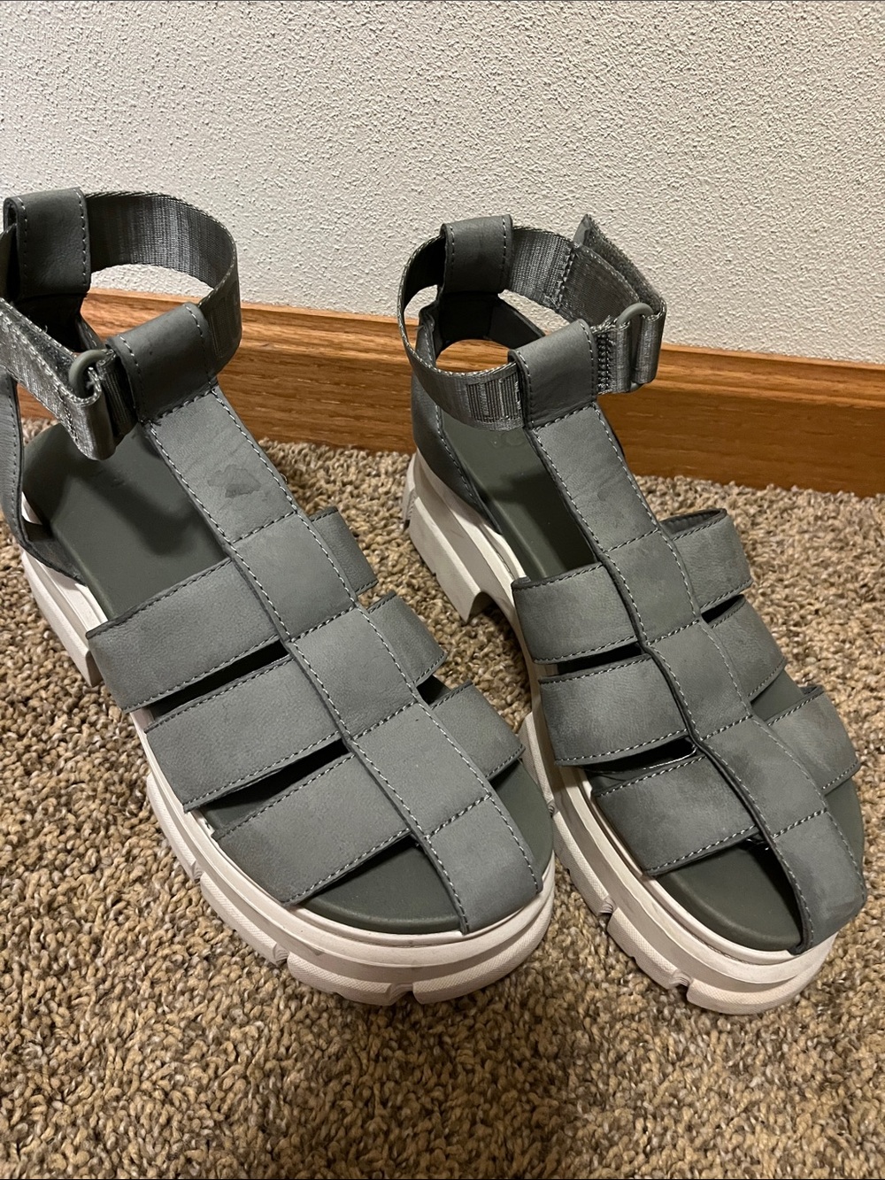 UGG Sage Green Strap Platform Sandals